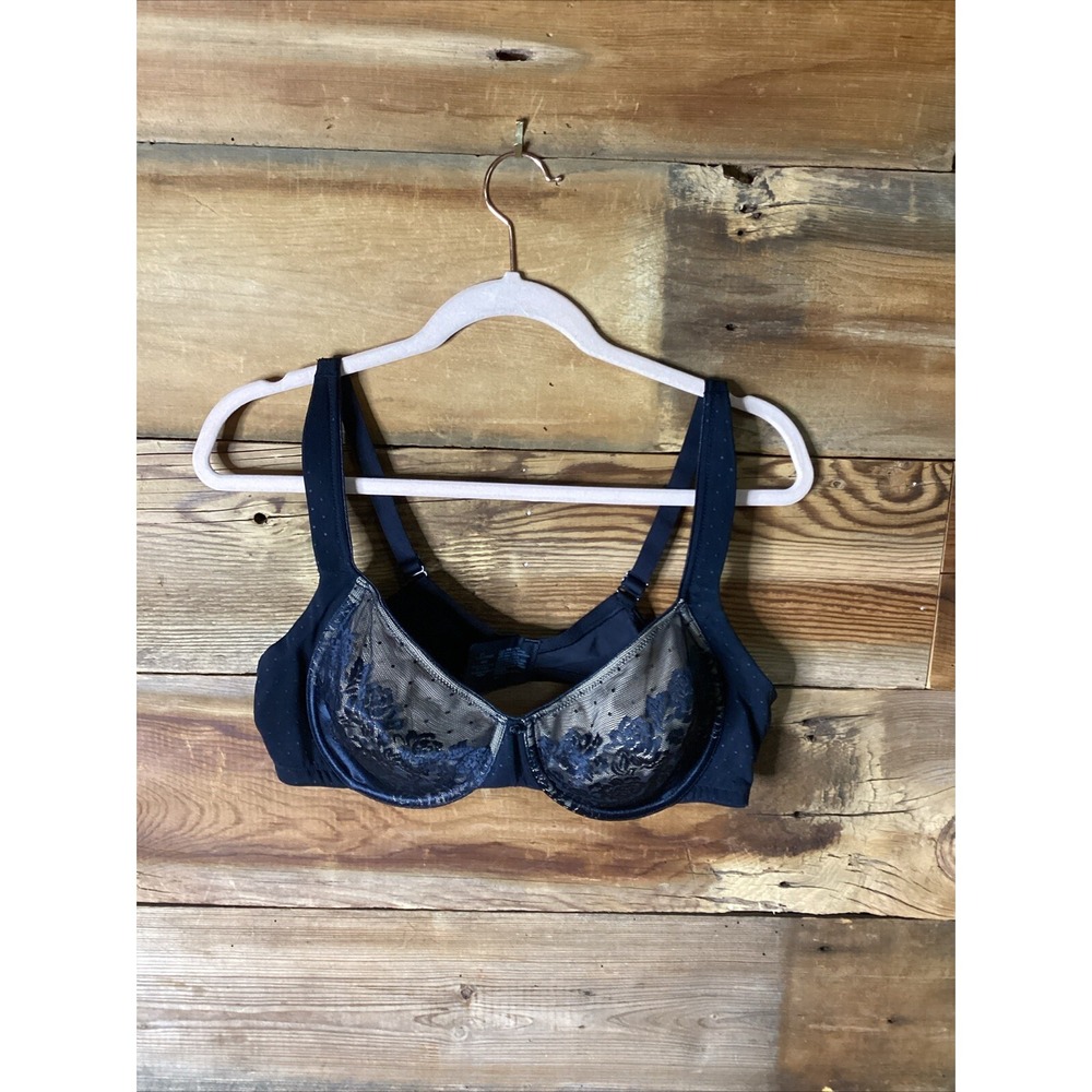 Soma Bra Sensuous BLACK Floral Lace Nude Lined Wired Padded Strap 40C